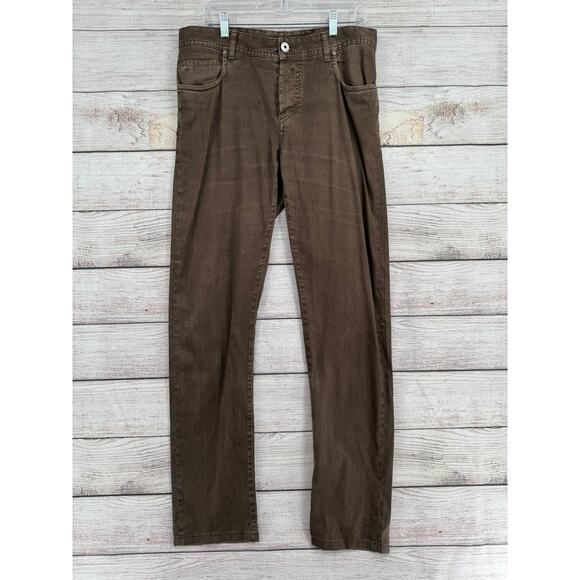 Loro Piana Linen Cotton Blend Straight Leg Jeans Mens 36 (33) Brown Made Italy - Picture 1 of 14